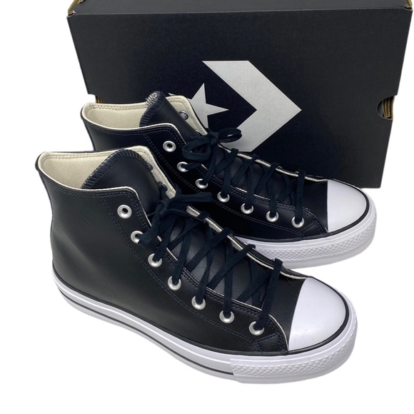 Converse Chuck Lift Platform High Top Leather Black Women Size Sneakers 561675C - Picture 4 of 11